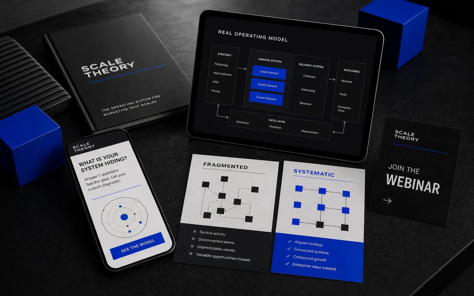 Scale Theory sales-page graphics and paid media