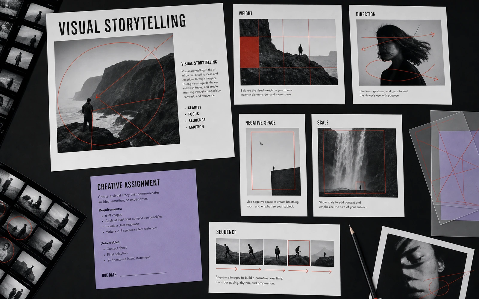 Visual Storytelling composition diagrams and creative assignments